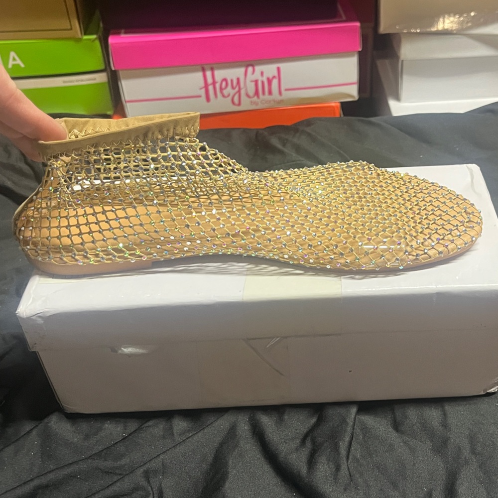 Shimmering Gold Women's Sandals - Picture 2 of 2